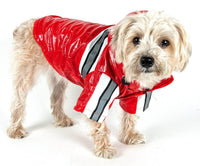 Pet Life ® 'Reflecta-Glow' Reflective Waterproof Adjustable Dog Raincoat Jacket w/ Removable Hood - BIG FRENCHIES