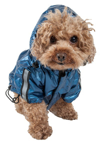 Pet Life ® 'Reflecta-Sport' Multi-Adjustable Reflective Weather-Proof Dog Raincoat w/ Removable Hood - BIG FRENCHIES