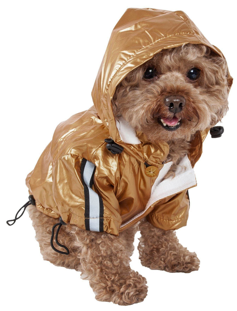 Pet Life ® 'Reflecta-Sport' Multi-Adjustable Reflective Weather-Proof Dog Raincoat w/ Removable Hood - BIG FRENCHIES