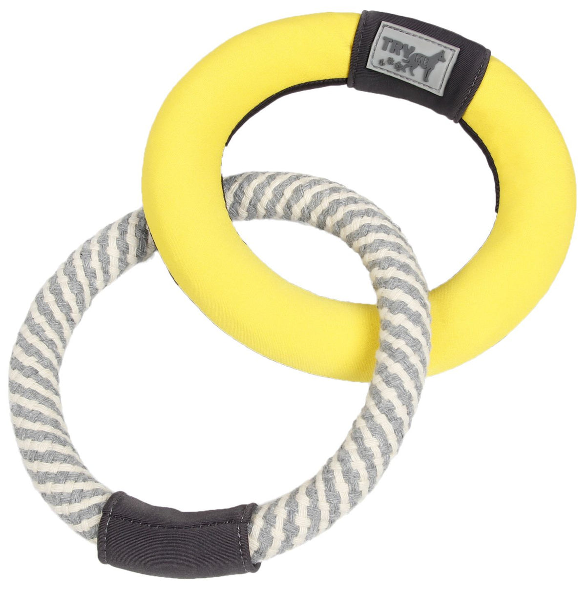 Pet Life ® 'Ring Toss' Dual-Connecting Jute Rope and Floating Ring Dog Toy - BIG FRENCHIES