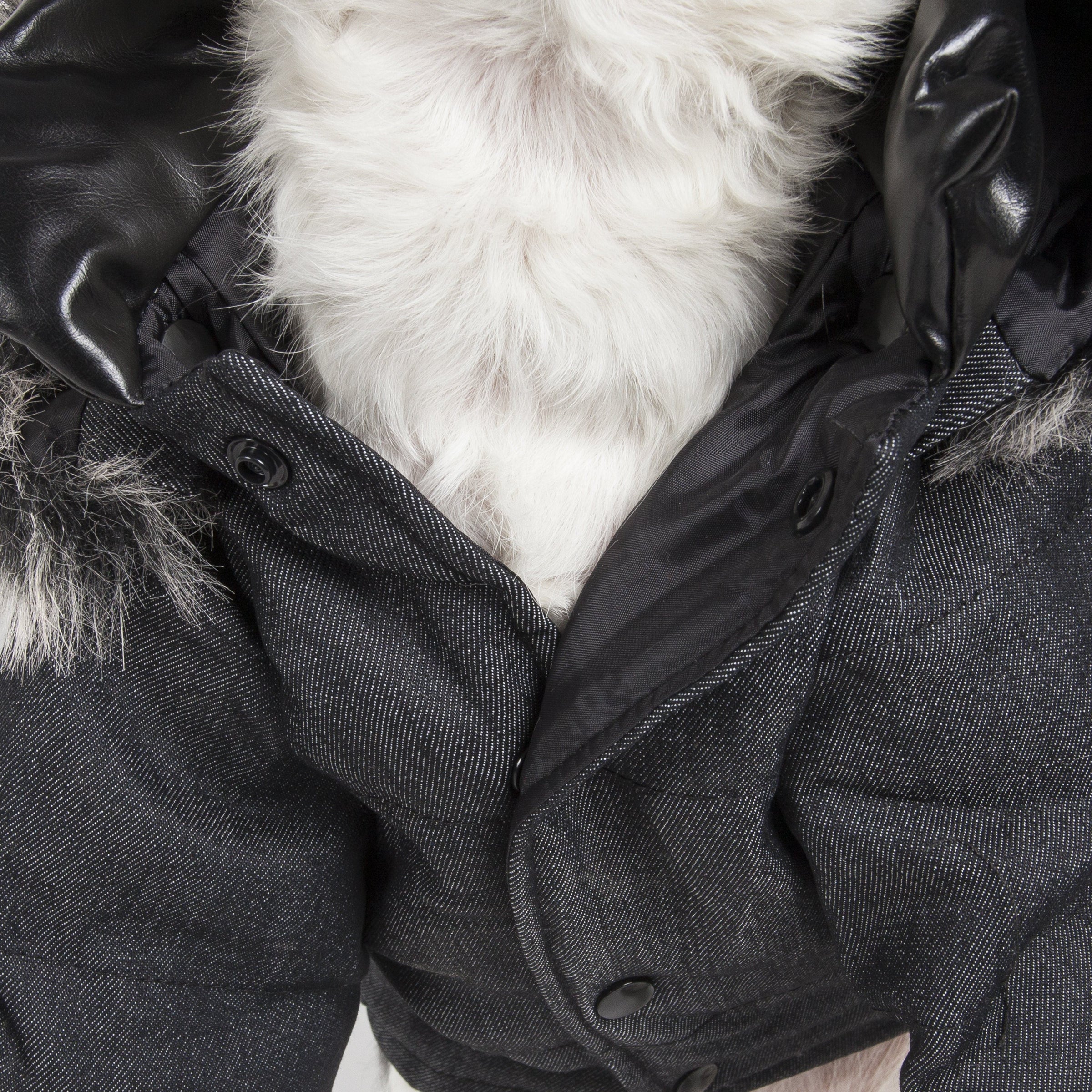 Pet Life ® 'Ruff-Choppered' Denim Fashioned Wool Dog Coat Jacket - BIG FRENCHIES