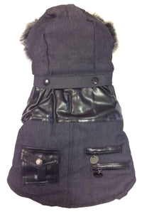 Pet Life ® 'Ruff-Choppered' Denim Fashioned Wool Dog Coat Jacket - BIG FRENCHIES