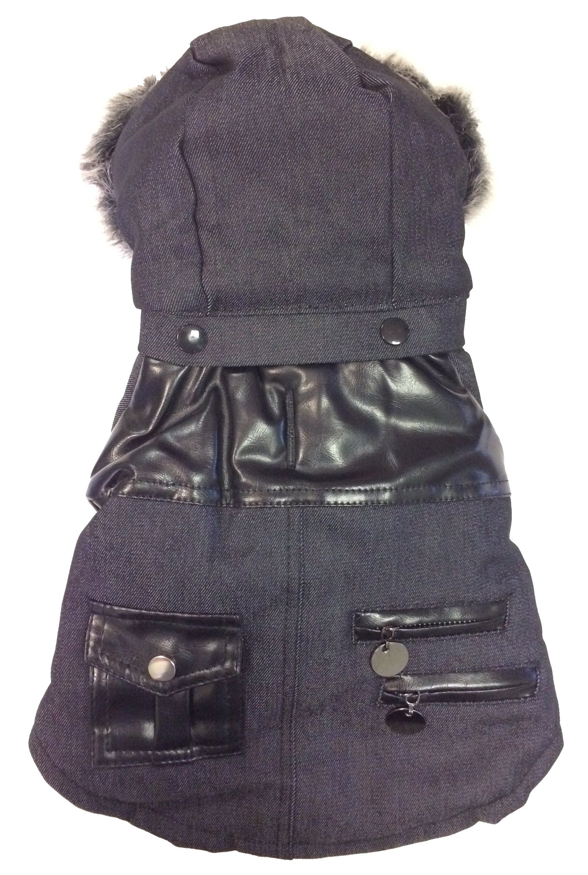 Pet Life ® 'Ruff-Choppered' Denim Fashioned Wool Dog Coat Jacket - BIG FRENCHIES