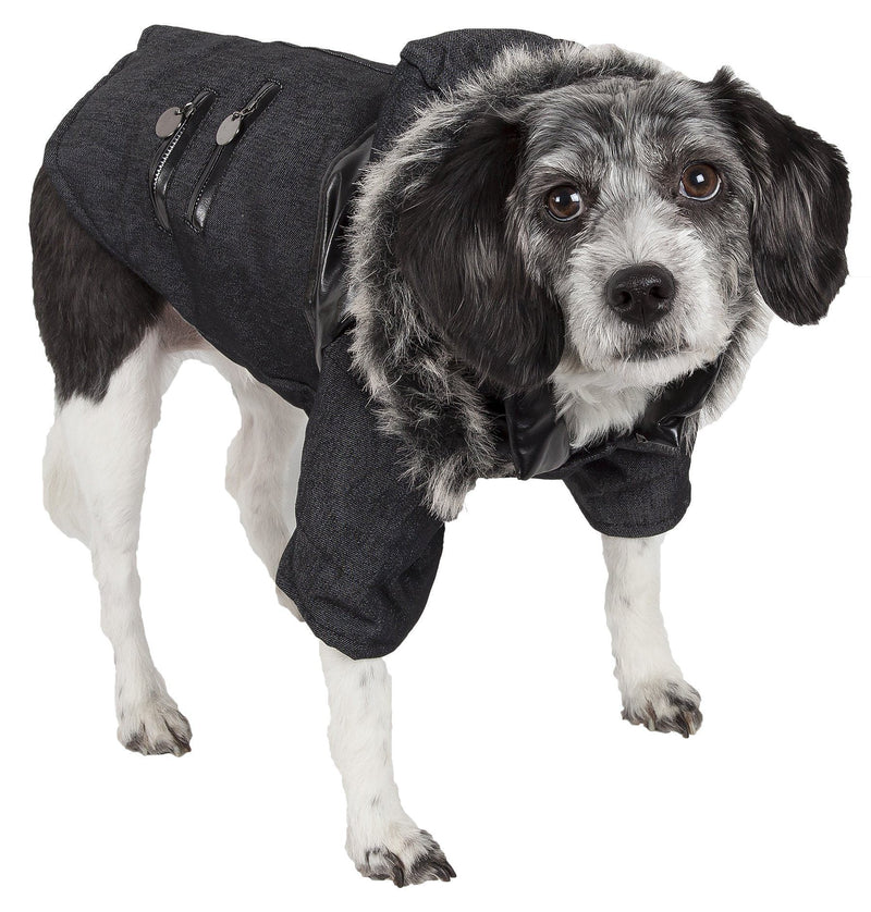 Pet Life ® 'Ruff-Choppered' Denim Fashioned Wool Dog Coat Jacket - BIG FRENCHIES