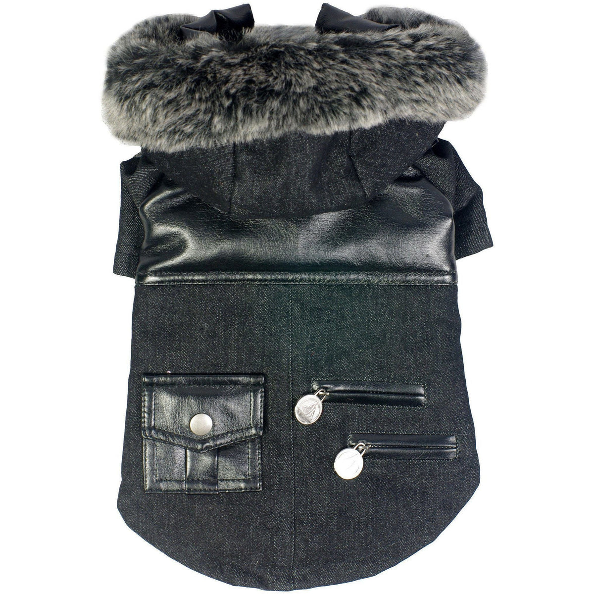 Pet Life ® 'Ruff-Choppered' Denim Fashioned Wool Dog Coat Jacket - BIG FRENCHIES
