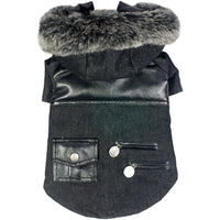 Pet Life ® 'Ruff-Choppered' Denim Fashioned Wool Dog Coat Jacket - BIG FRENCHIES