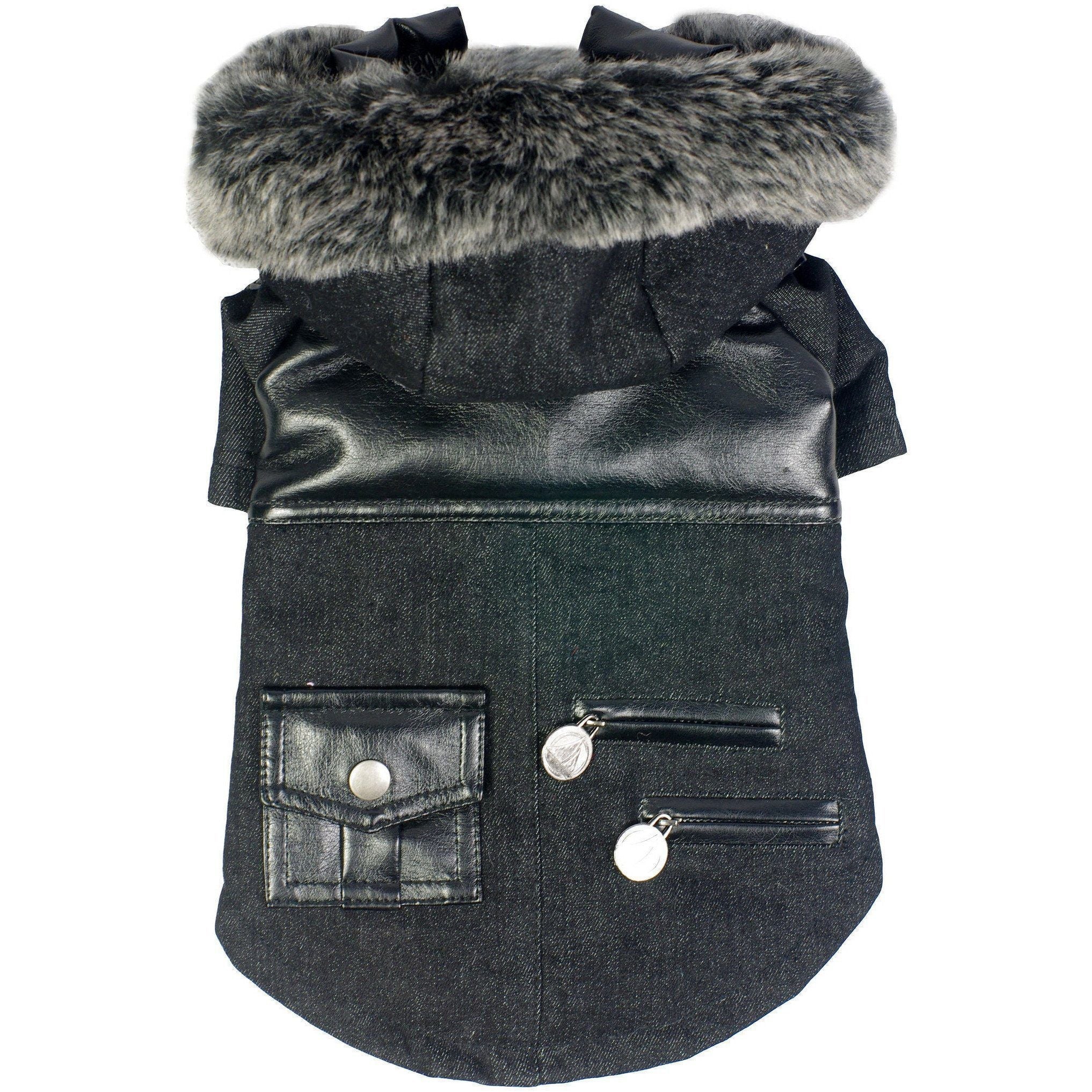 Pet Life ® 'Ruff-Choppered' Denim Fashioned Wool Dog Coat Jacket - BIG FRENCHIES