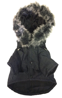 Pet Life ® 'Ruff-Choppered' Denim Fashioned Wool Dog Coat Jacket - BIG FRENCHIES