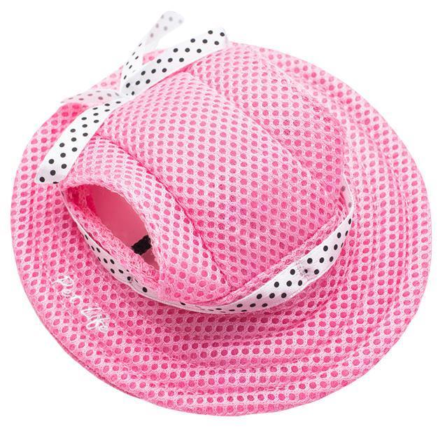 Pet Life ® 'Sea Spot Sun' UV Protectant Adjustable Fashion Mesh Brimmed Dog Hat Cap - BIG FRENCHIES