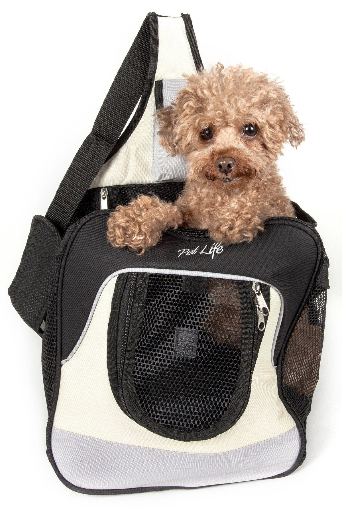 Pet Life ® Single Strap Over-The-Shoulder Hands Free Fashion Backpack Pet Dog Carrier - BIG FRENCHIES