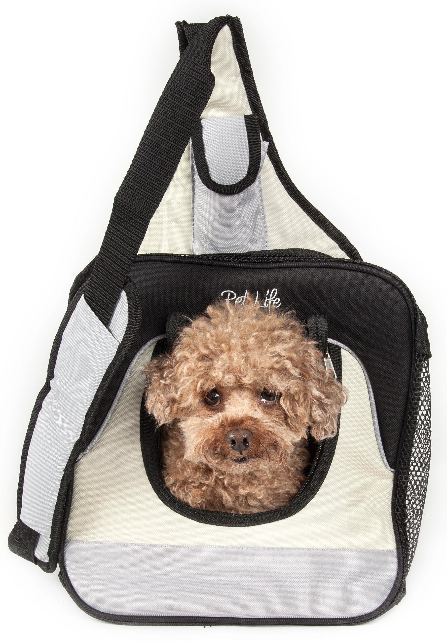 Pet Life ® Single Strap Over-The-Shoulder Hands Free Fashion Backpack Pet Dog Carrier - BIG FRENCHIES