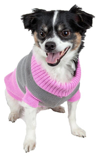 Pet Life ® Snow Flake Cable-Knitted Ribbed Fashion Turtle Neck Dog Sweater - BIG FRENCHIES