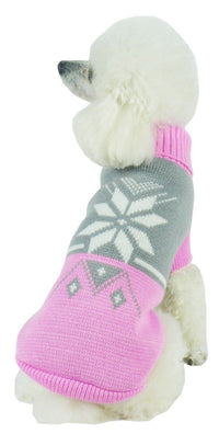 Pet Life ® Snow Flake Cable-Knitted Ribbed Fashion Turtle Neck Dog Sweater - BIG FRENCHIES
