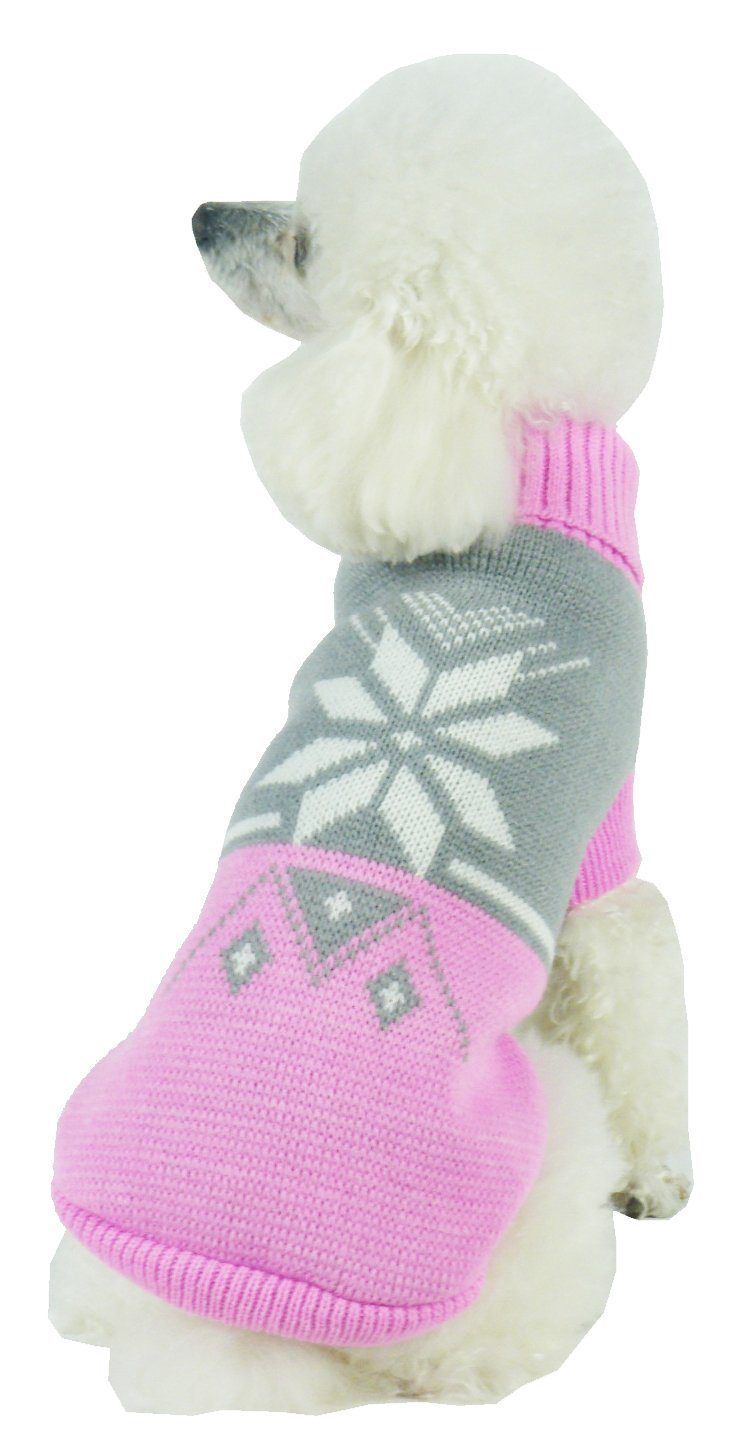 Pet Life ® Snow Flake Cable-Knitted Ribbed Fashion Turtle Neck Dog Sweater - BIG FRENCHIES