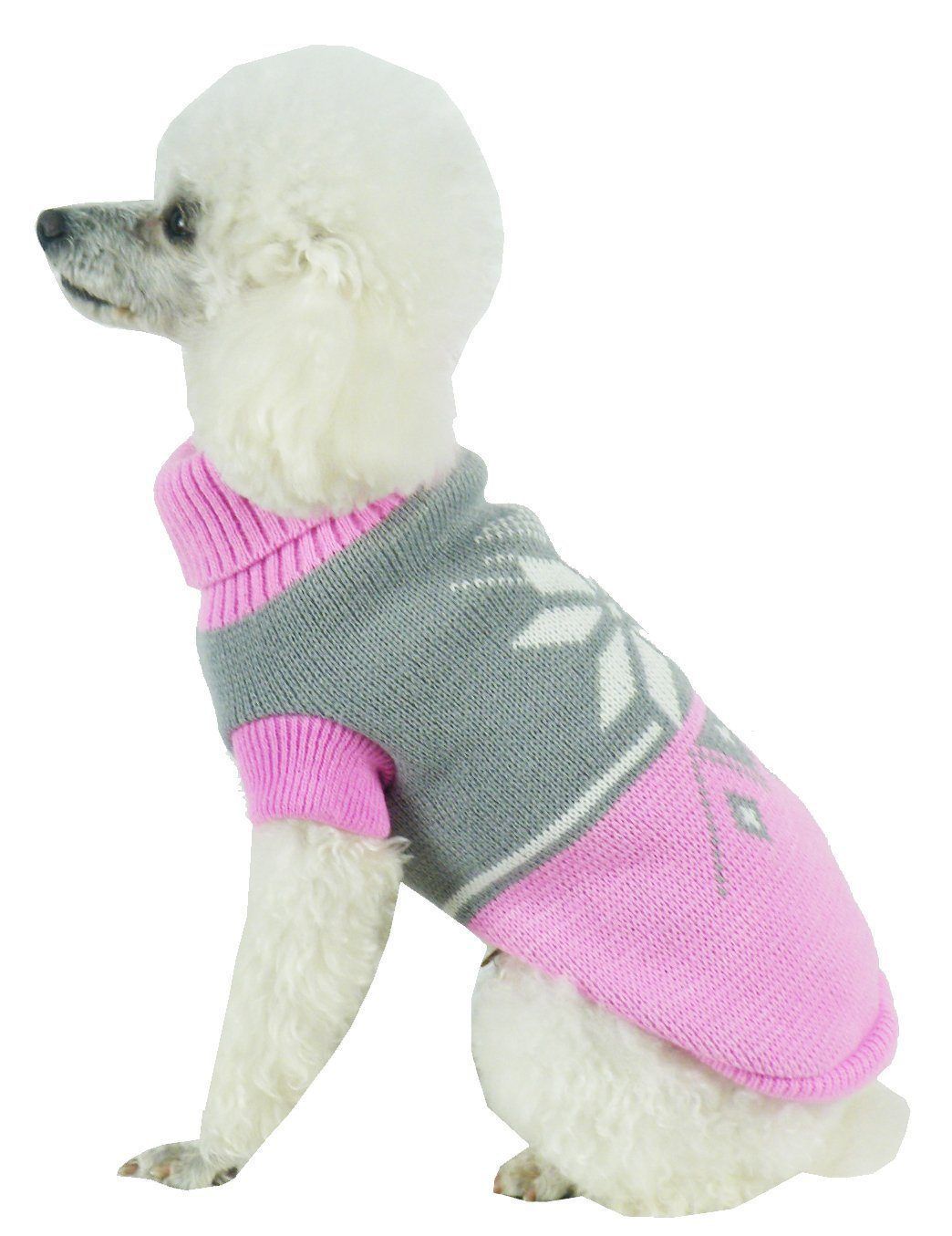 Pet Life ® Snow Flake Cable-Knitted Ribbed Fashion Turtle Neck Dog Sweater - BIG FRENCHIES