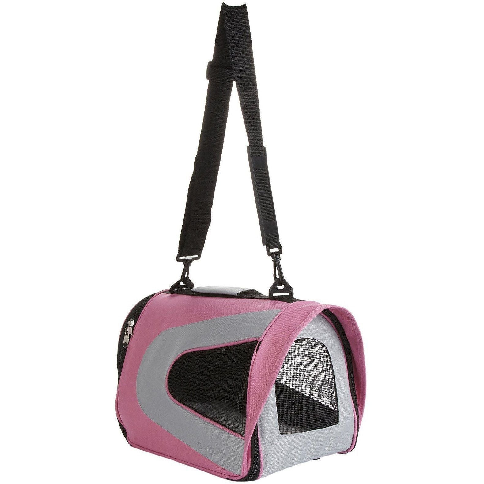 Pet Life ® Sporty Mesh Airline Approved Zippered Folding Collapsible Travel Pet Dog Carrier - BIG FRENCHIES