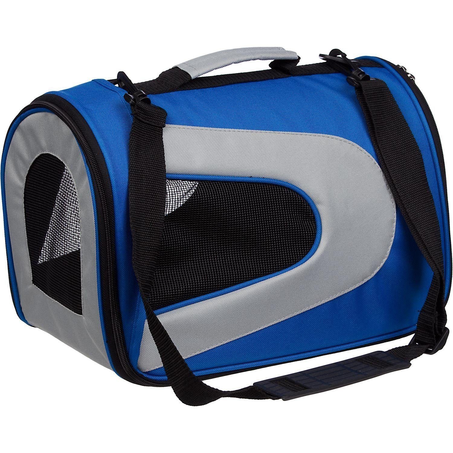 Pet Life ® Sporty Mesh Airline Approved Zippered Folding Collapsible Travel Pet Dog Carrier - BIG FRENCHIES