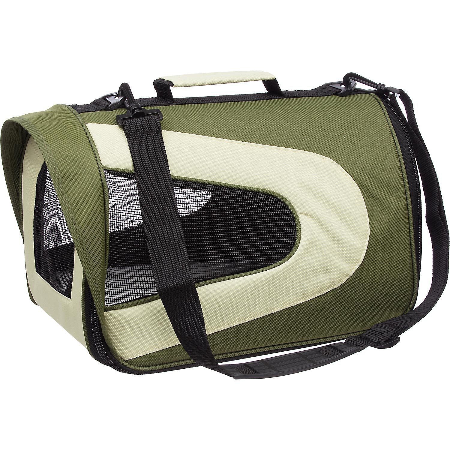 Pet Life ® Sporty Mesh Airline Approved Zippered Folding Collapsible Travel Pet Dog Carrier - BIG FRENCHIES