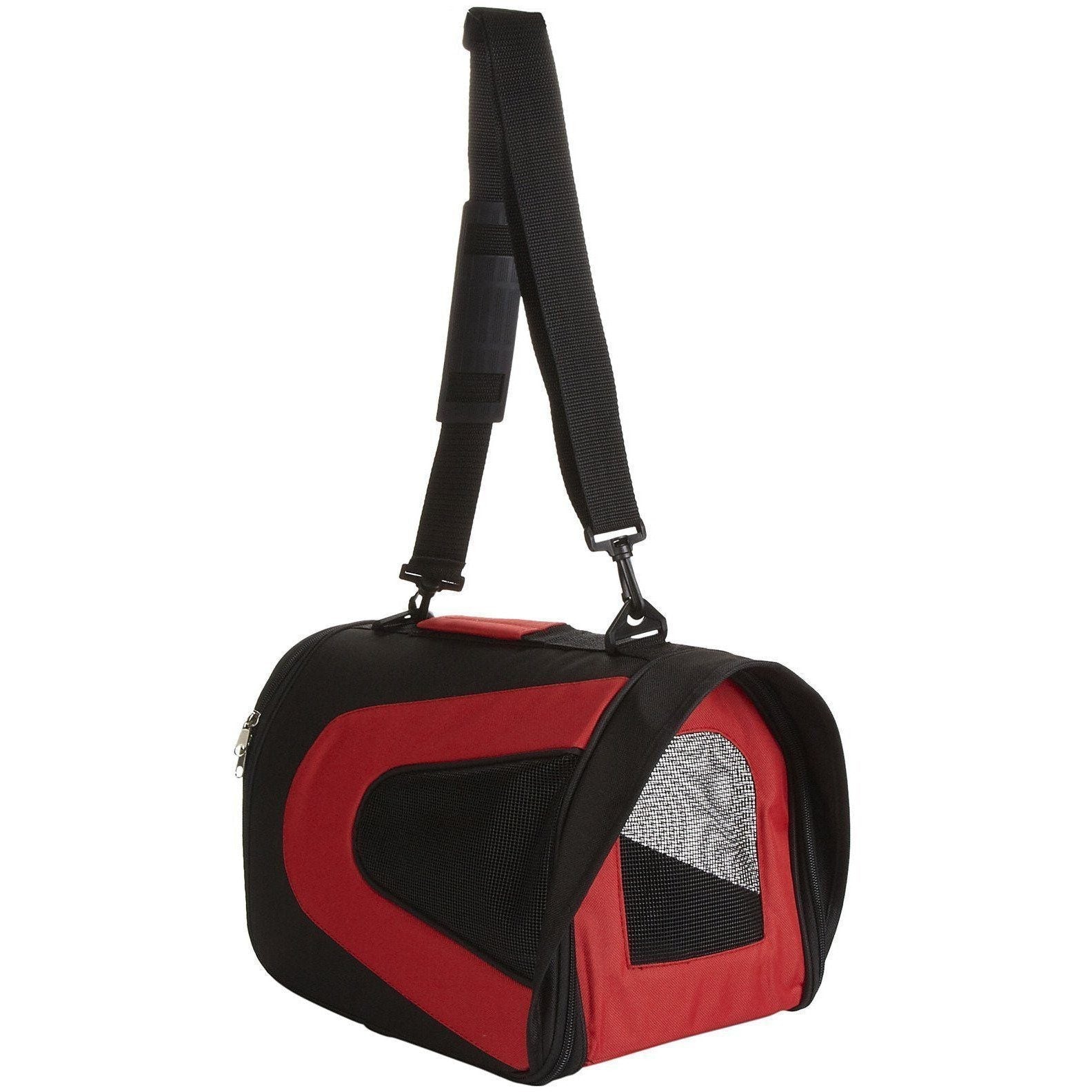 Pet Life ® Sporty Mesh Airline Approved Zippered Folding Collapsible Travel Pet Dog Carrier - BIG FRENCHIES