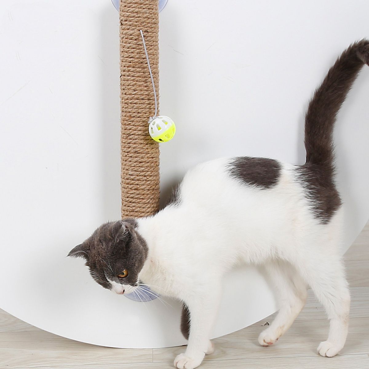 Pet Life ® 'Stick N' Claw' Sisal Rope and Toy Suction Cup Stick Shaped Cat Scratcher - BIG FRENCHIES