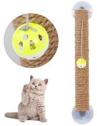 Pet Life ® 'Stick N' Claw' Sisal Rope and Toy Suction Cup Stick Shaped Cat Scratcher - BIG FRENCHIES