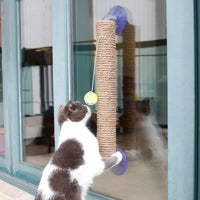 Pet Life ® 'Stick N' Claw' Sisal Rope and Toy Suction Cup Stick Shaped Cat Scratcher - BIG FRENCHIES