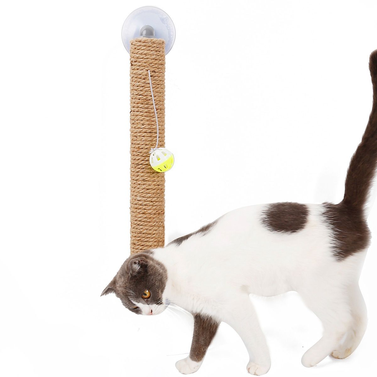 Pet Life ® 'Stick N' Claw' Sisal Rope and Toy Suction Cup Stick Shaped Cat Scratcher - BIG FRENCHIES