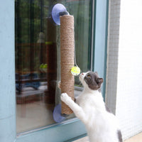 Pet Life ® 'Stick N' Claw' Sisal Rope and Toy Suction Cup Stick Shaped Cat Scratcher - BIG FRENCHIES