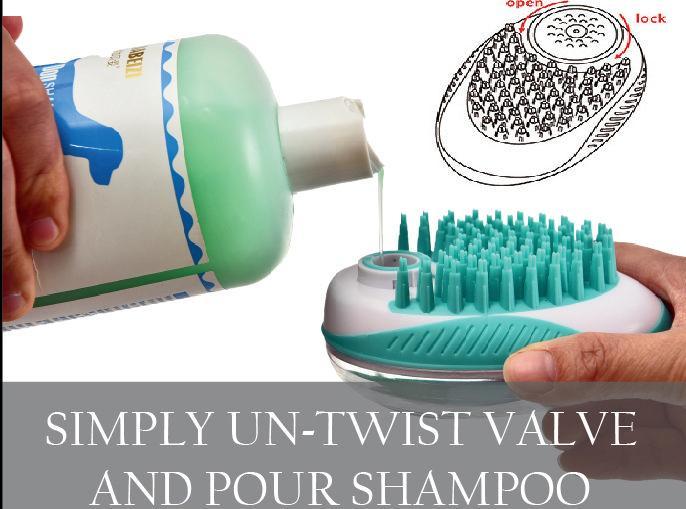 Pet Life ® 'Swasher' Shampoo Dispensing Massage and Bathing Brush - BIG FRENCHIES