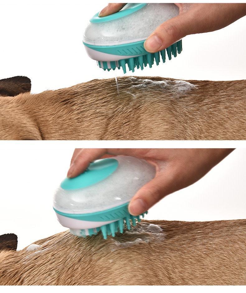 Pet Life ® 'Swasher' Shampoo Dispensing Massage and Bathing Brush - BIG FRENCHIES