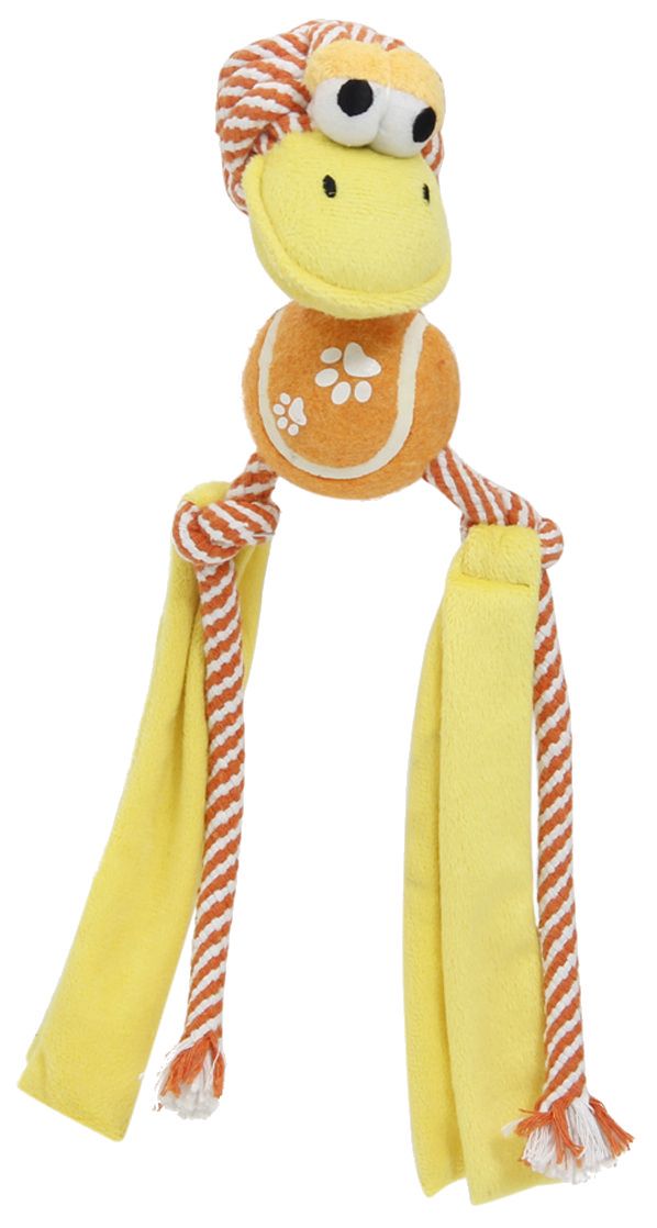Pet Life ® 'Tennis Pawl' Rope Squeaker and Crinkle Tennis Dog Toy - BIG FRENCHIES