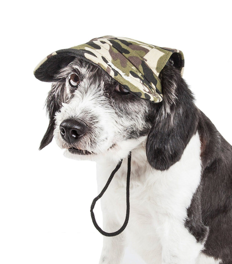 Pet Life ® 'Torrential Downfour' Camouflage UV Protectant Adjustable Fashion Dog Hat Cap - BIG FRENCHIES