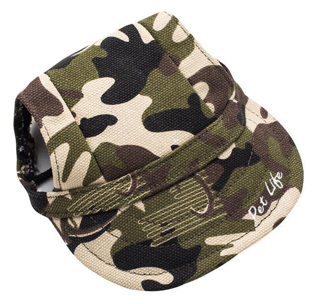 Pet Life ® 'Torrential Downfour' Camouflage UV Protectant Adjustable Fashion Dog Hat Cap - BIG FRENCHIES