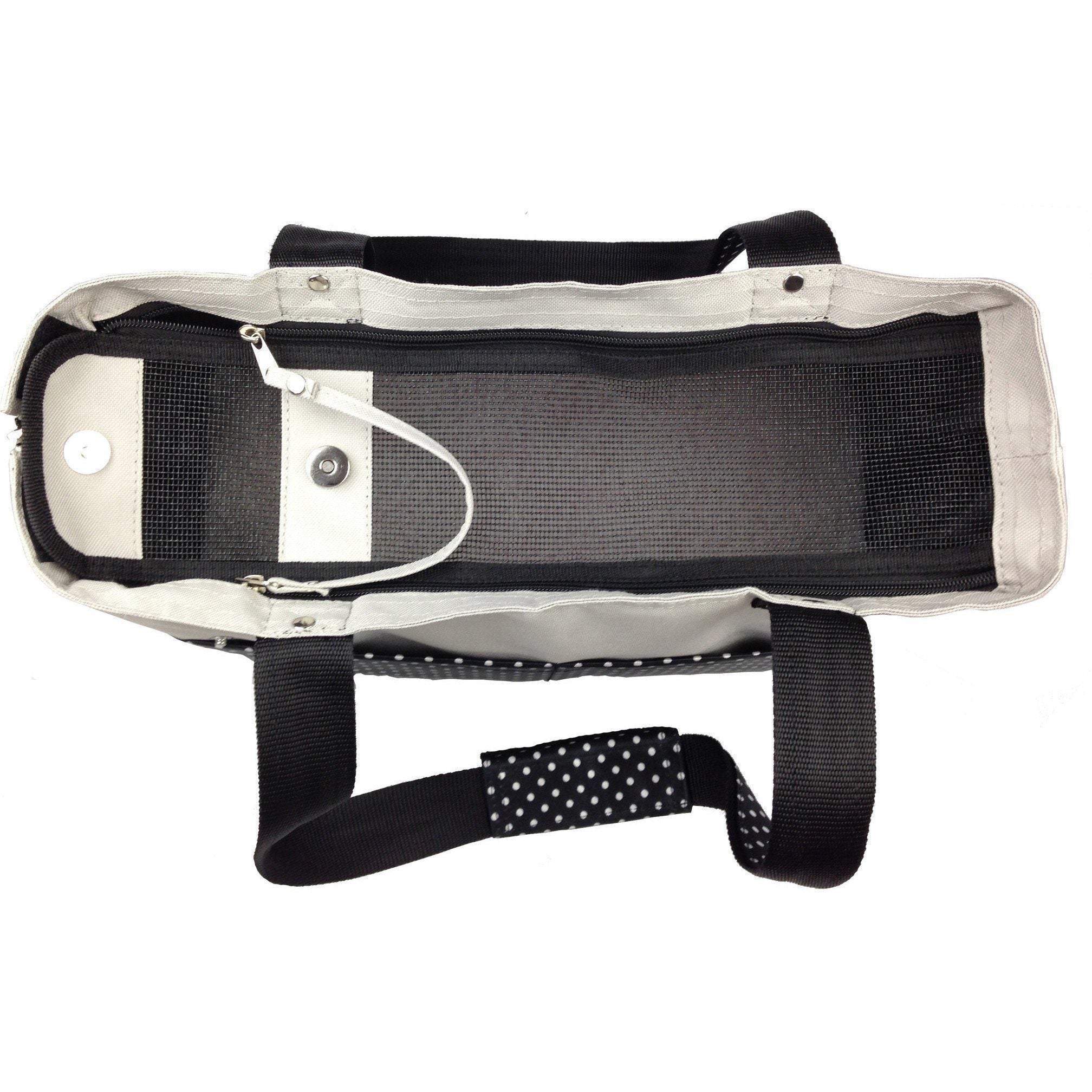Pet Life ® 'Tote n' Boater' Trendy Spotted Designer Fashion Travel Pet Dog Carrier - BIG FRENCHIES