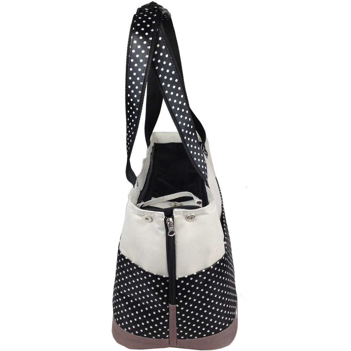 Pet Life ® 'Tote n' Boater' Trendy Spotted Designer Fashion Travel Pet Dog Carrier - BIG FRENCHIES