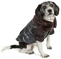 Pet Life ® Track-Collared' Metallic Ultra Fur 3M Insulated Pet Dog Jacket - BIG FRENCHIES