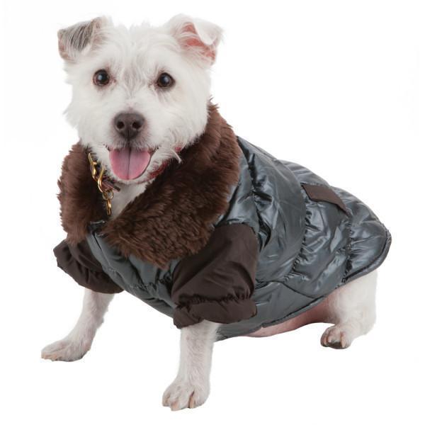 Pet Life ® Track-Collared' Metallic Ultra Fur 3M Insulated Pet Dog Jacket - BIG FRENCHIES