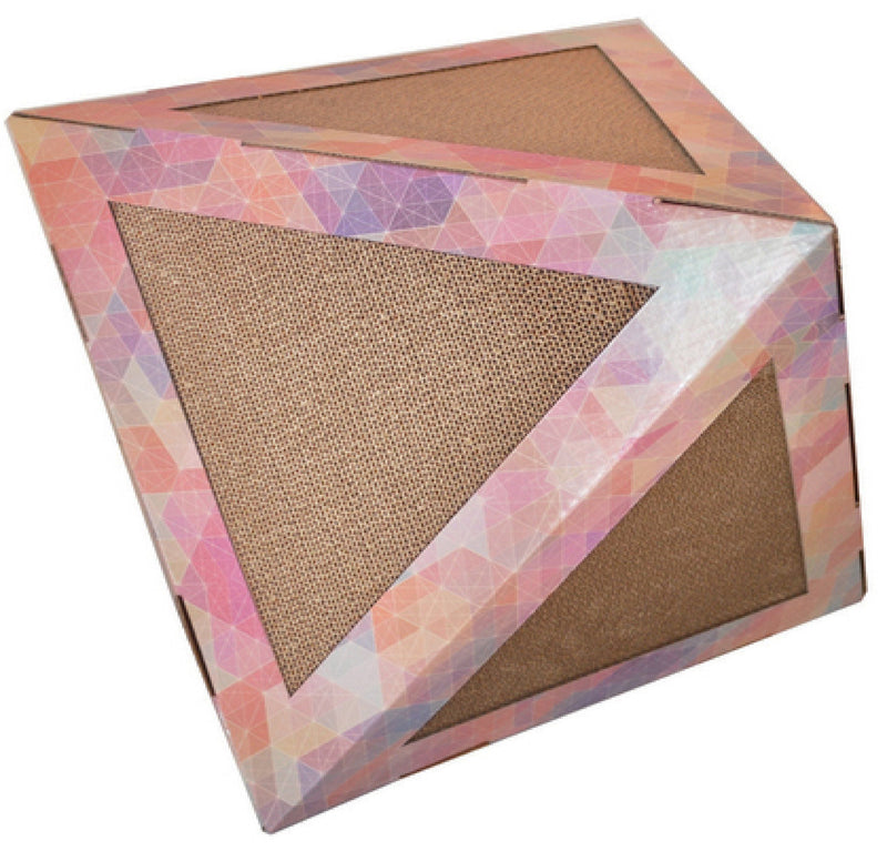 Pet Life ® 'Triangular Puzzle' Designer Premium Quality Kitty Cat Scratcher Lounge Toy and House with Catnip - BIG FRENCHIES