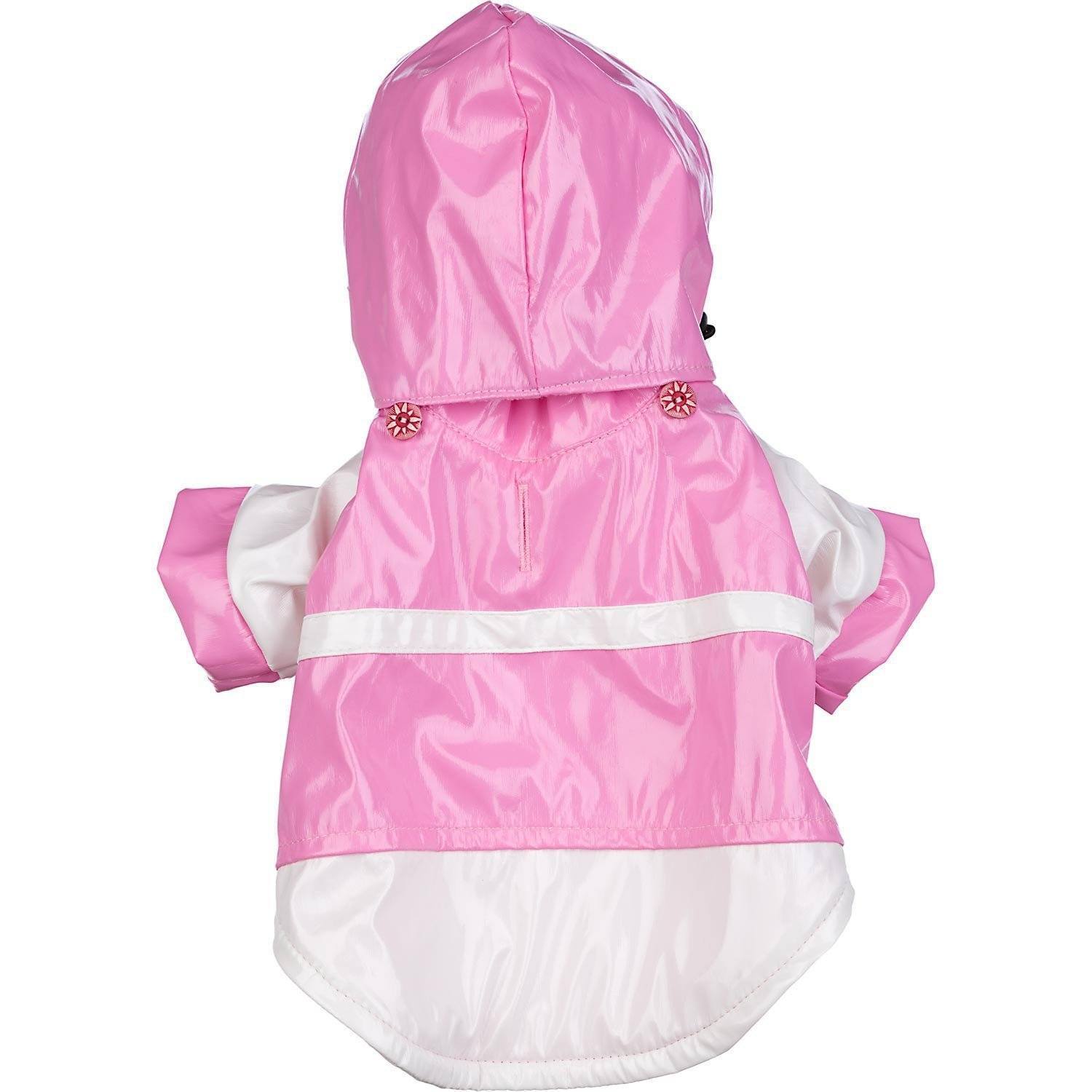 Pet Life ® 'Two-Tone' Waterproof Adjustable Dog Raincoat Jacket w/ Removable Hood - BIG FRENCHIES