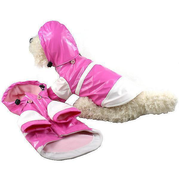 Pet Life ® 'Two-Tone' Waterproof Adjustable Dog Raincoat Jacket w/ Removable Hood - BIG FRENCHIES