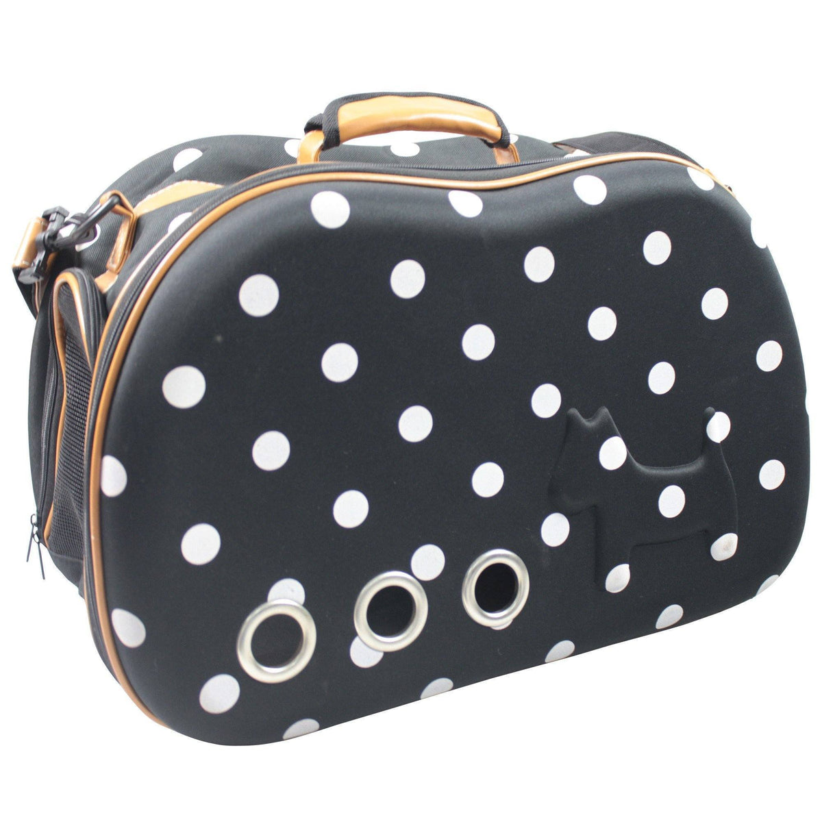 Pet Life ® 'Venta-shell' Airline Approved Perforated Dotted Collapsible Military Grade Fashion Designer Pet Dog Carrier Crate - BIG FRENCHIES