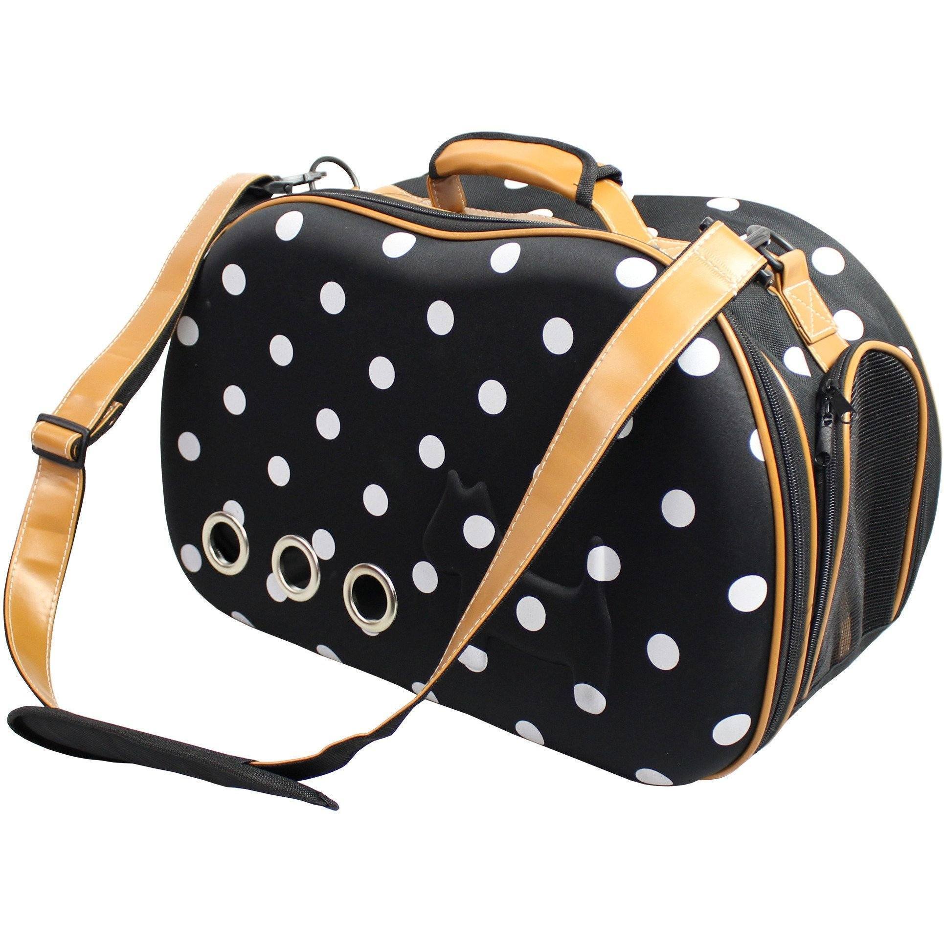Pet Life ® 'Venta-shell' Airline Approved Perforated Dotted Collapsible Military Grade Fashion Designer Pet Dog Carrier Crate - BIG FRENCHIES