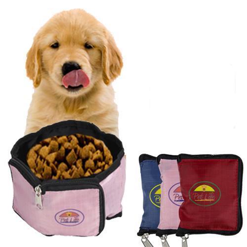 Pet Life ® Wallet Folding Waterproof Zippered Folding Pet Travel Cat and Dog Bowl - BIG FRENCHIES