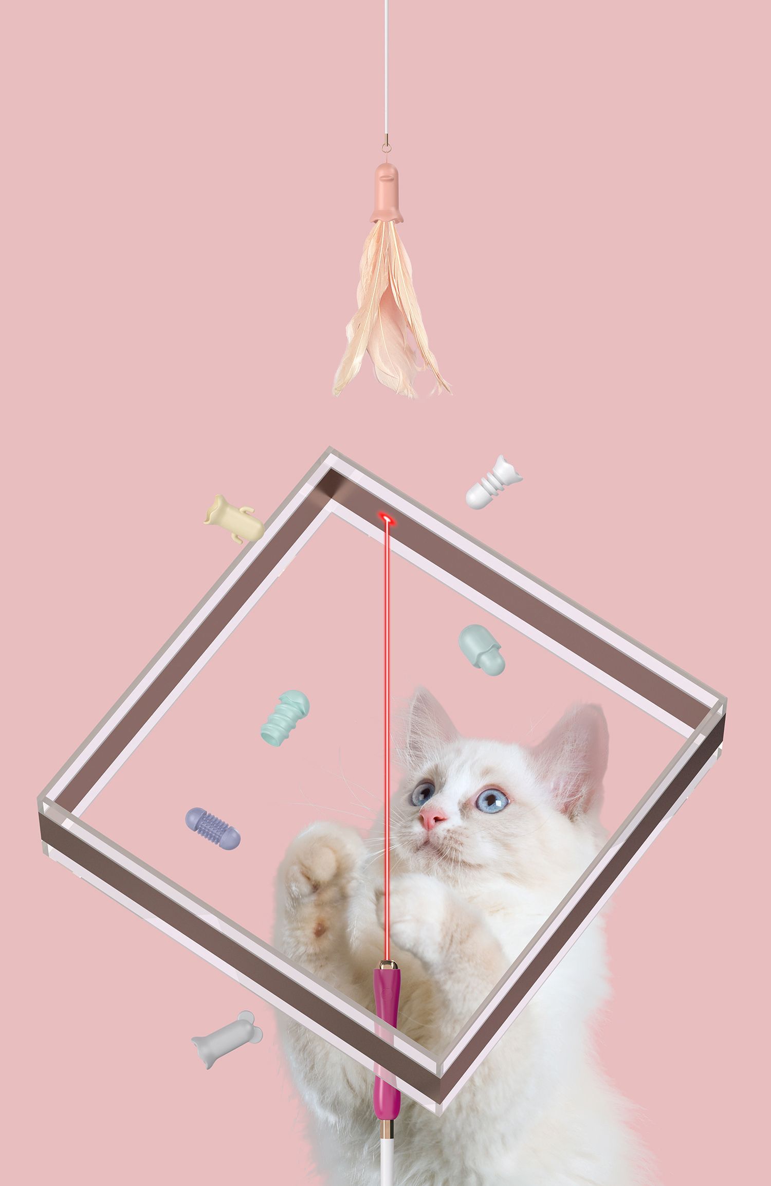 Pet Life ® 'Wander-cat' Customizeable and Extendable 10-in-1 Attachment Laser Cat Teaser - BIG FRENCHIES