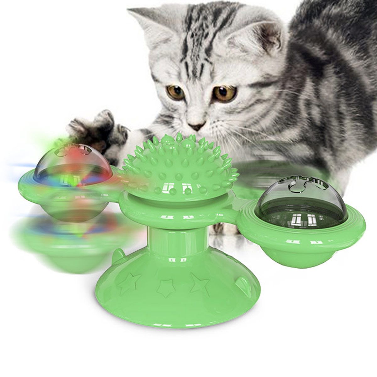 Pet Life ® 'Windmill' Rotating Suction Cup Spinning Cat Toy - BIG FRENCHIES