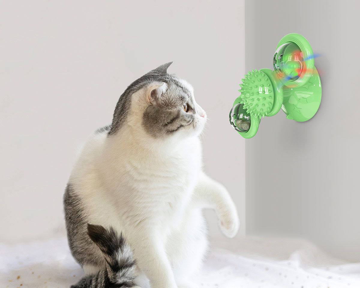 Pet Life ® 'Windmill' Rotating Suction Cup Spinning Cat Toy - BIG FRENCHIES
