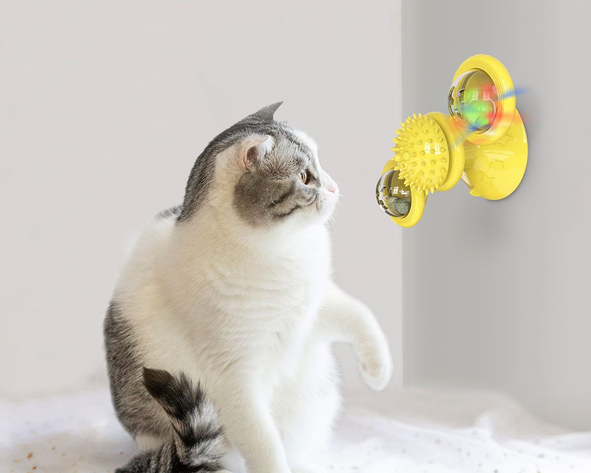Pet Life ® 'Windmill' Rotating Suction Cup Spinning Cat Toy - BIG FRENCHIES