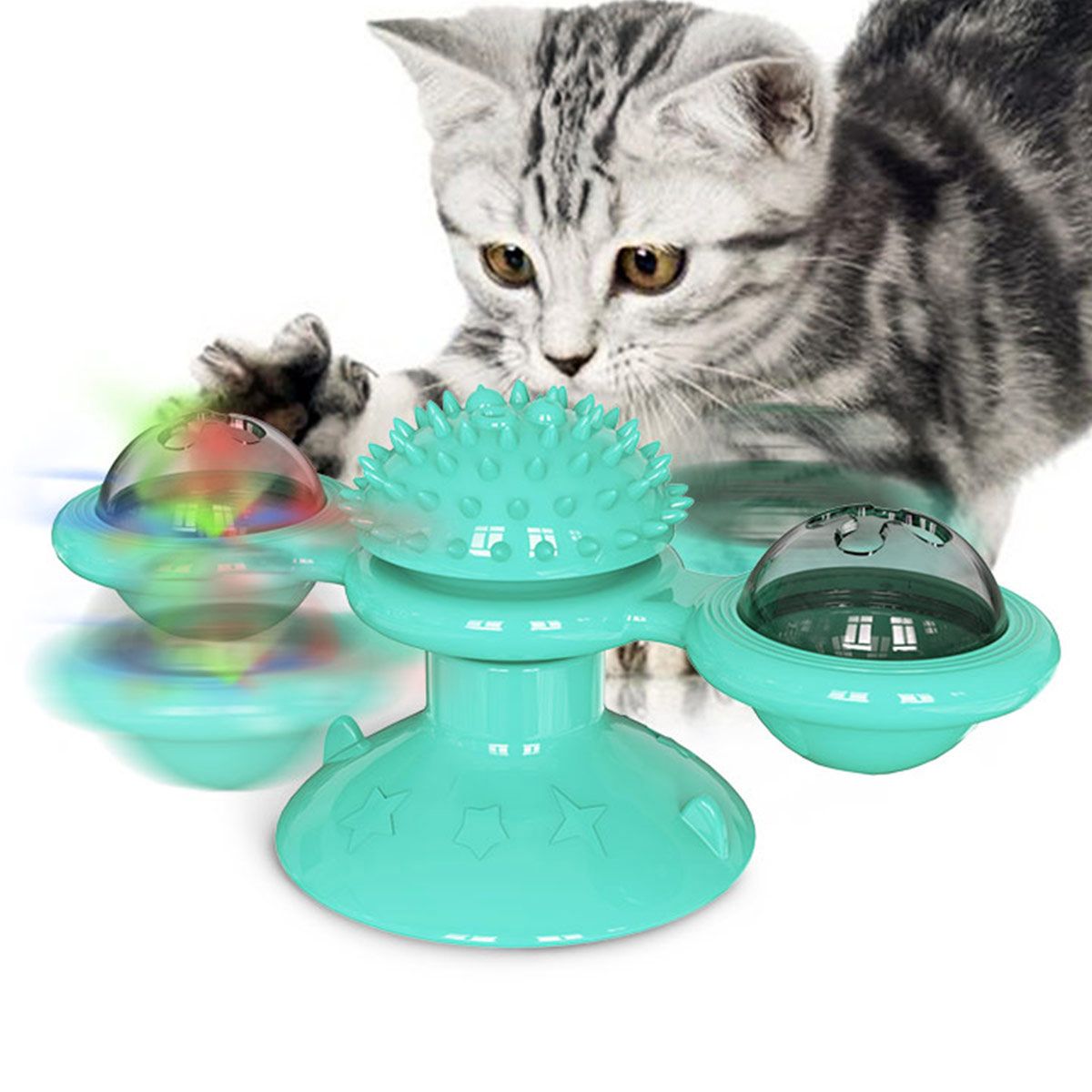 Pet Life ® 'Windmill' Rotating Suction Cup Spinning Cat Toy - BIG FRENCHIES