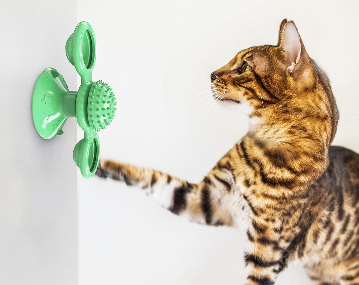 Pet Life ® 'Windmill' Rotating Suction Cup Spinning Cat Toy - BIG FRENCHIES