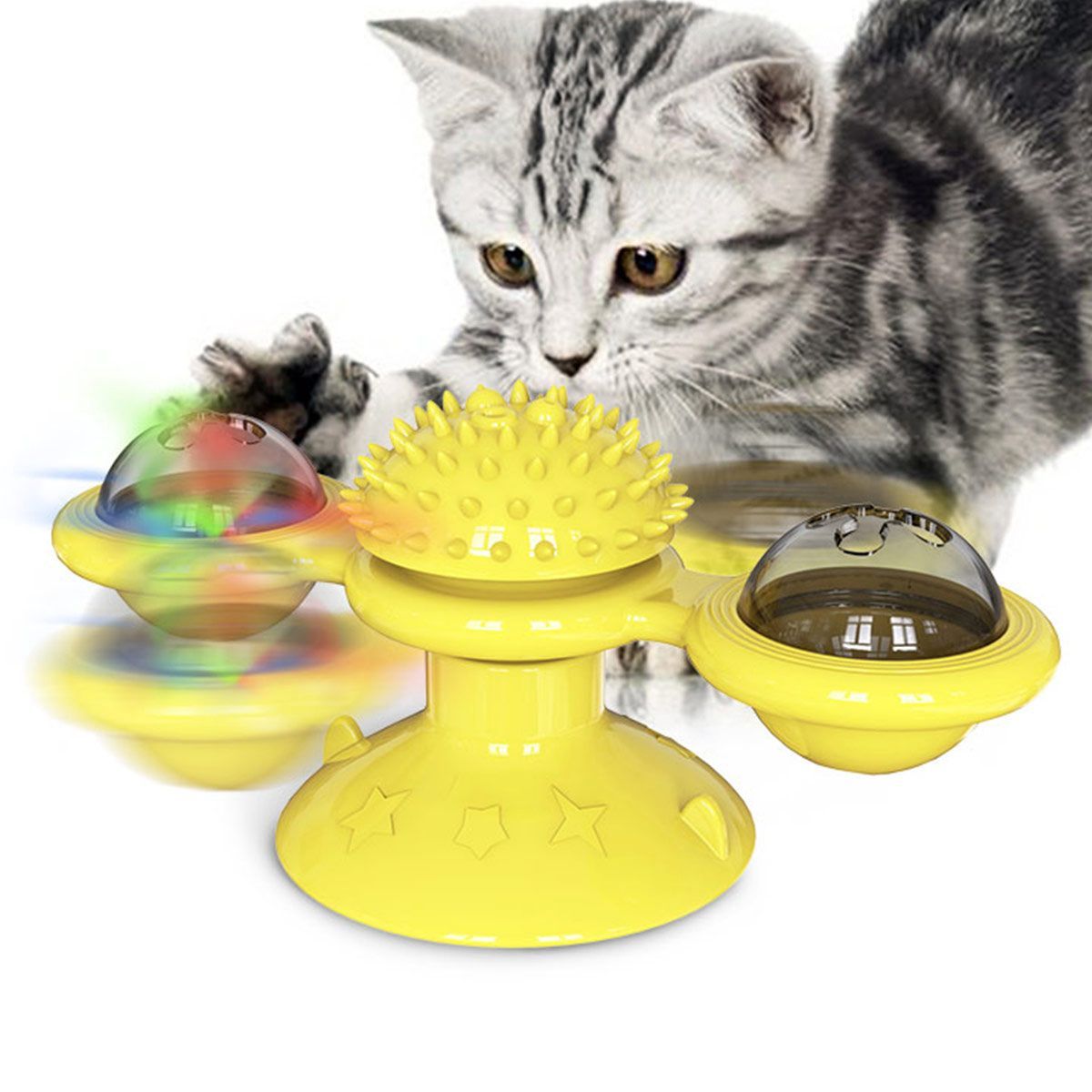Pet Life ® 'Windmill' Rotating Suction Cup Spinning Cat Toy - BIG FRENCHIES